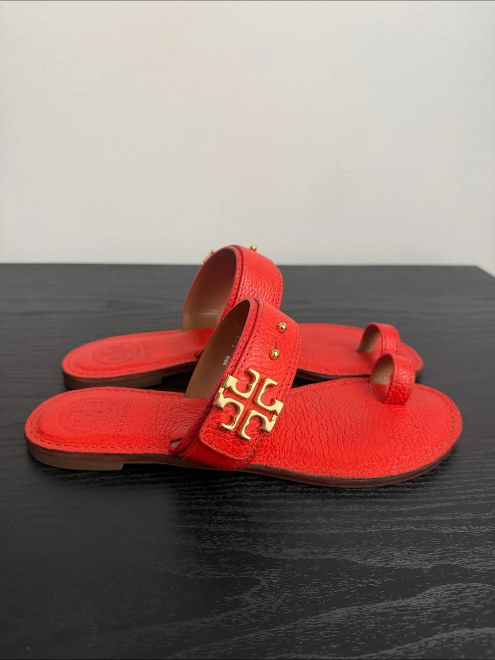 Tory Burch Leather Toe-Ring Slides